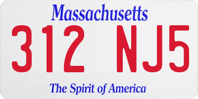 MA license plate 312NJ5