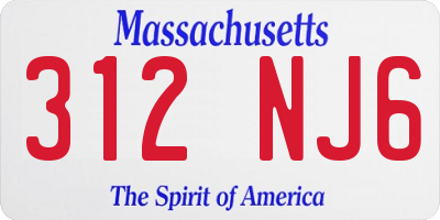 MA license plate 312NJ6