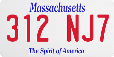MA license plate 312NJ7