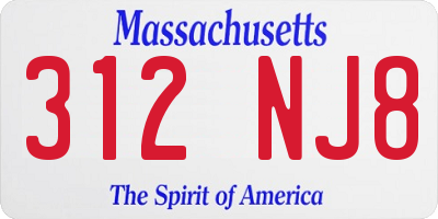 MA license plate 312NJ8