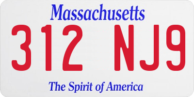 MA license plate 312NJ9