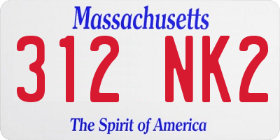 MA license plate 312NK2