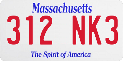 MA license plate 312NK3