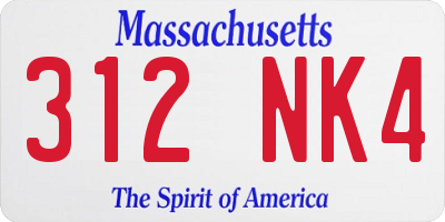 MA license plate 312NK4