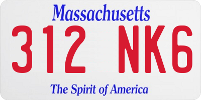 MA license plate 312NK6
