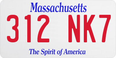 MA license plate 312NK7