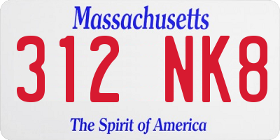 MA license plate 312NK8