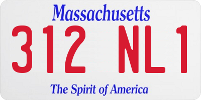 MA license plate 312NL1