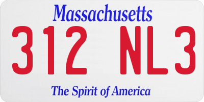 MA license plate 312NL3