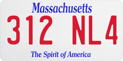 MA license plate 312NL4