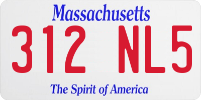MA license plate 312NL5