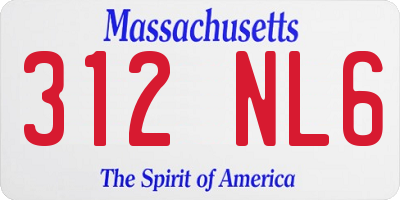 MA license plate 312NL6