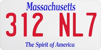 MA license plate 312NL7