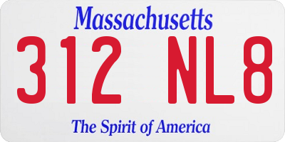 MA license plate 312NL8