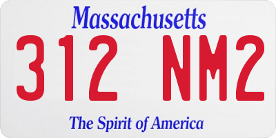 MA license plate 312NM2