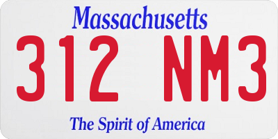 MA license plate 312NM3