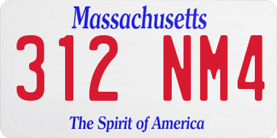 MA license plate 312NM4