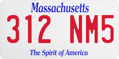 MA license plate 312NM5