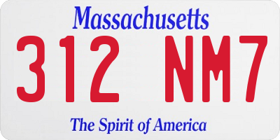 MA license plate 312NM7