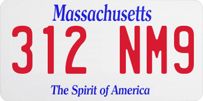 MA license plate 312NM9