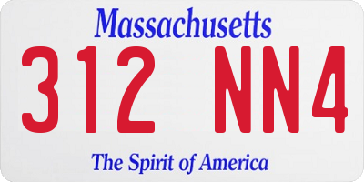 MA license plate 312NN4