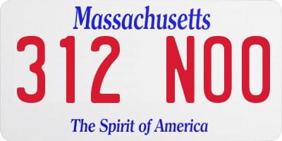 MA license plate 312NO0