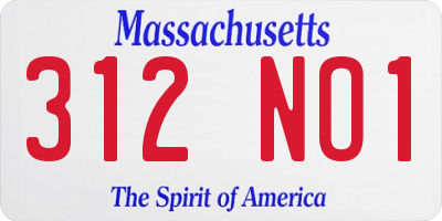 MA license plate 312NO1