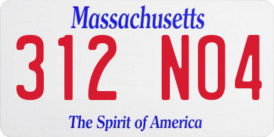 MA license plate 312NO4