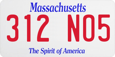 MA license plate 312NO5