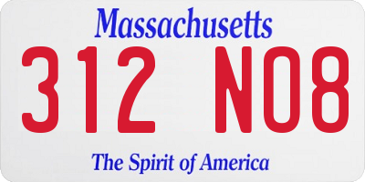 MA license plate 312NO8