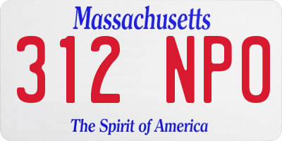 MA license plate 312NP0