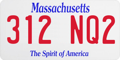MA license plate 312NQ2