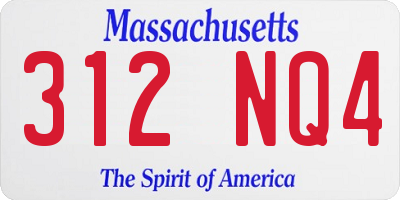 MA license plate 312NQ4