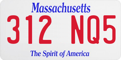 MA license plate 312NQ5
