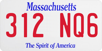 MA license plate 312NQ6