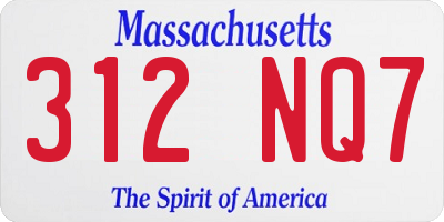 MA license plate 312NQ7