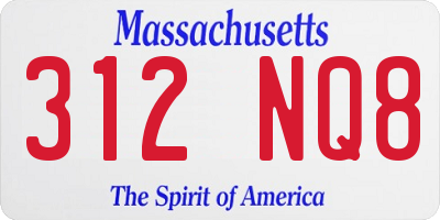 MA license plate 312NQ8