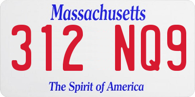 MA license plate 312NQ9