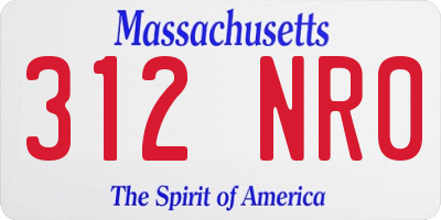 MA license plate 312NR0