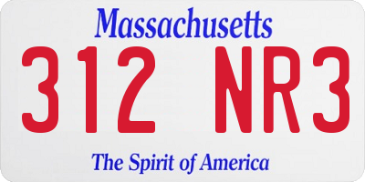 MA license plate 312NR3