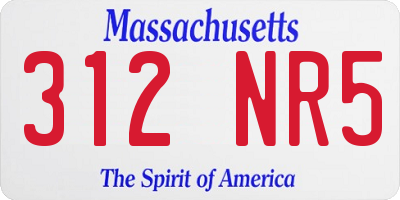 MA license plate 312NR5