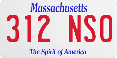 MA license plate 312NS0