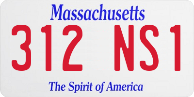 MA license plate 312NS1