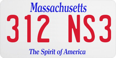 MA license plate 312NS3