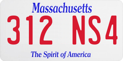 MA license plate 312NS4