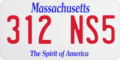 MA license plate 312NS5