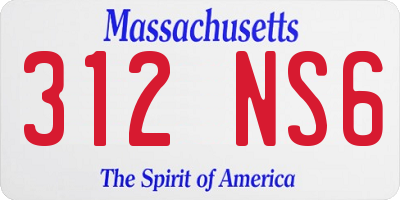 MA license plate 312NS6