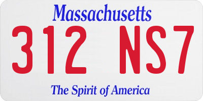 MA license plate 312NS7