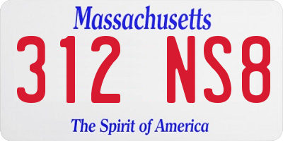 MA license plate 312NS8