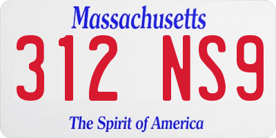 MA license plate 312NS9
